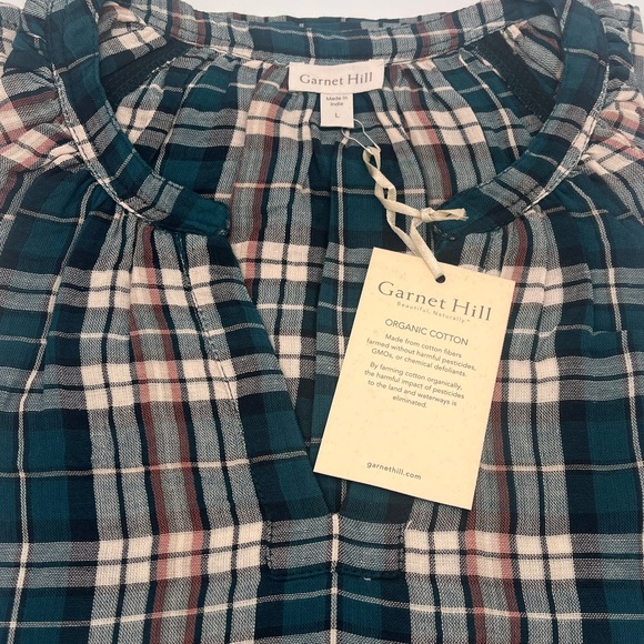 Garnet Hill Plaid Tunic in Green and Cream - Picture 4 of 11